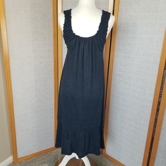 Theory Linen Silk Maxi Dress Navy Blue Size Small - Picture 11 of 11